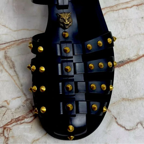 Gucci Tiger Men's Jelly Gladiator Sandals Shoes Studded Size 11 Authenticated
